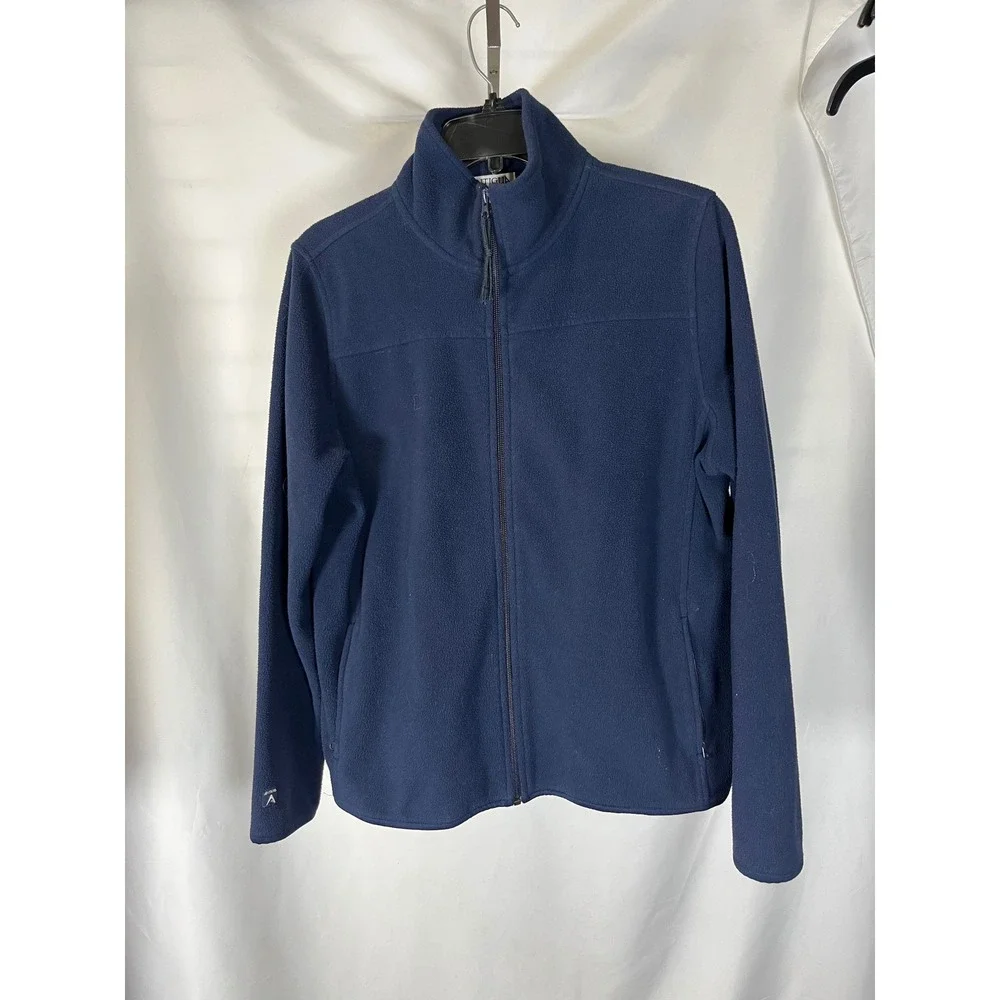 Antigua Womens Navy Blue Full Zip Fleece Jacket Mock Neck Size‎ Medium